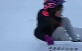 Dog Pulls Girl Through Snow & Crashes Into Mother - Animals - VIDEOTIME.COM