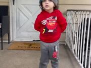 Little Kid Tries to Sneak in Toy Behind His Back