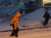Trio Tries to Walk in Strong Icy Winds