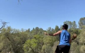 Guy Balances Himself on Slackline and Plays Catch - Fun - VIDEOTIME.COM