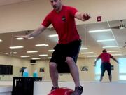 Guy Jumps on Exercise Balls