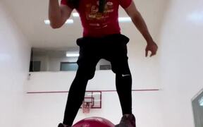 Guy Wearing Blindfold Attempts Basketball Tricks - Fun - VIDEOTIME.COM