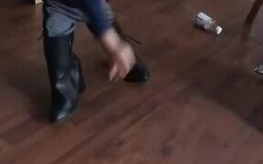 Girl Stumbles Around in Boots Bigger Than Her Size - Kids - VIDEOTIME.COM