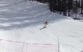 Skier Tumbles After Jumping Off Snow Ramp - Sports - VIDEOTIME.COM