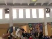 Athletes Attempt Acrobatic Dunk Using Trampoline