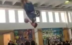 Athletes Attempt Acrobatic Dunk Using Trampoline - Sports - VIDEOTIME.COM