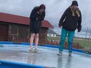 Girls Fall Into Frozen Pool