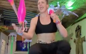 Girl Dances and Simultaneously Carries Out Tricks - Fun - VIDEOTIME.COM