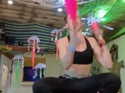 Girl Dances and Simultaneously Carries Out Tricks