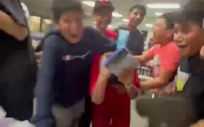 Boy & Friends Get Excited Over Him Getting A Gift
