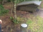 Guy Falls While Jumping on Trash Can