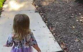 Toddler Girl Rushes Past Grandma to Greet Grandpa