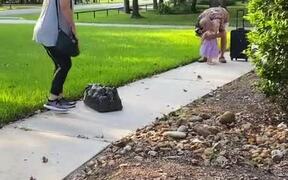 Toddler Girl Rushes Past Grandma to Greet Grandpa - Kids - VIDEOTIME.COM