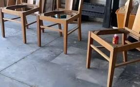 Woman Refurbishes Old Dining Table Chairs