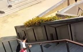 Guy Takes Shortcut by Rollerblading Through Stair - Sports - VIDEOTIME.COM