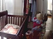 Little Girls Come to Get Toddler Out of Her Crib