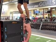 Athlete Jumps on Top of Another Person's Shoulders