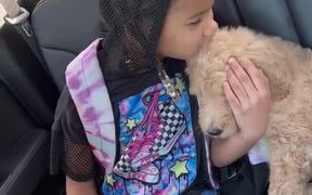 Kid Consoles Sad Puppy Before Leaving For School