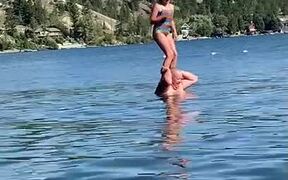 Little Girl Ends up Falling on Father's Head