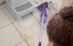 Kid Cleans Up Bathroom