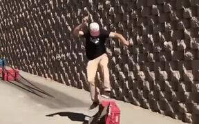 Guy Attempts Skateboarding Trick Using Milk Crates
