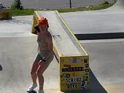 Girl on Skateboard Crashes Into Kid Riding Scooter