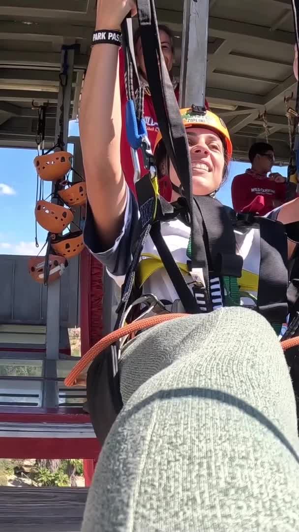Woman Enjoys Bungee Swing Ride