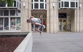 Man Performs Continuous Flip and Jump Tricks