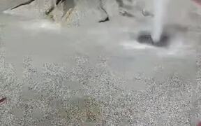 Guy Collides With Statue and Falls