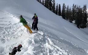 Guy Falls Face First Into Snow While Skiing