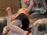 Little Girl Has Half Her Arm in Pet Dog's Mouth