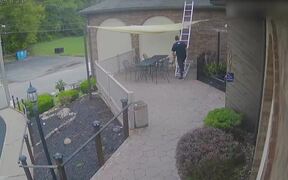 Man Slips and Falls While Climbing Ladder