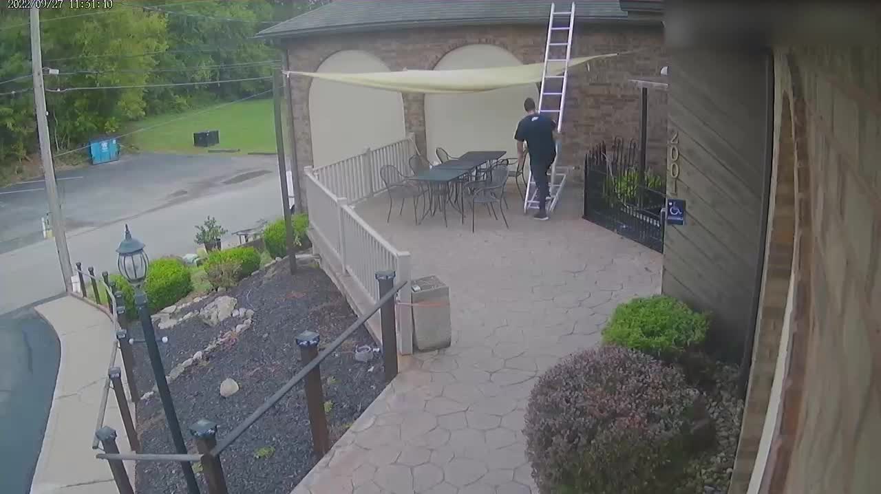 Man Slips and Falls While Climbing Ladder
