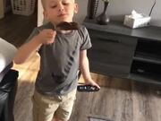 Kid Eating Mom's Ice Cream Drops It