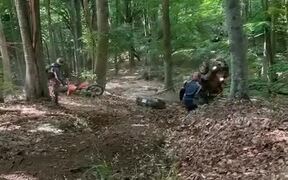 Quad Bike Topples Over Rider Before Rolling Down
