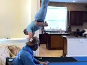Man Performs Backflips in Living Room