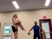 Couple Attempts Unique Balancing Tricks Inside Gym