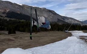 Skier Performs Flips From Nine Small Ramps