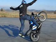 Guy Moves Motorbike in Circular Motion
