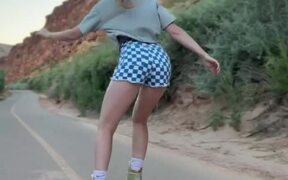 Girl Falls Down Numerous Times While Rollerskating