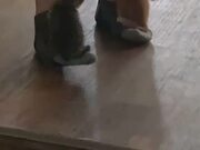 Man Walks With 2 Kittens Clinging to His Feet