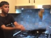 Guy Flipping Eggs in Pan Accidentally Drops It
