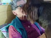 Dog Gives Grandma Good Night Kiss