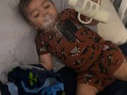 Baby Creates Mess by Spitting Milk From His Mouth