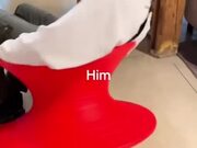 Woman Sitting on Unique Rolling Chair Falls Off