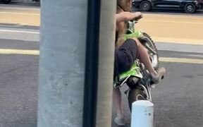 Man Riding Dirtbike Makes Dog Sit in Front