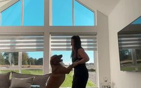 Woman Dances Happily With Dog