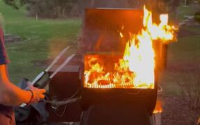 Barbecue Grill Catches Fire