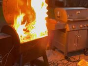 Barbecue Grill Catches Fire