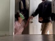 Woman Scares Fiance With Scary Green Mask